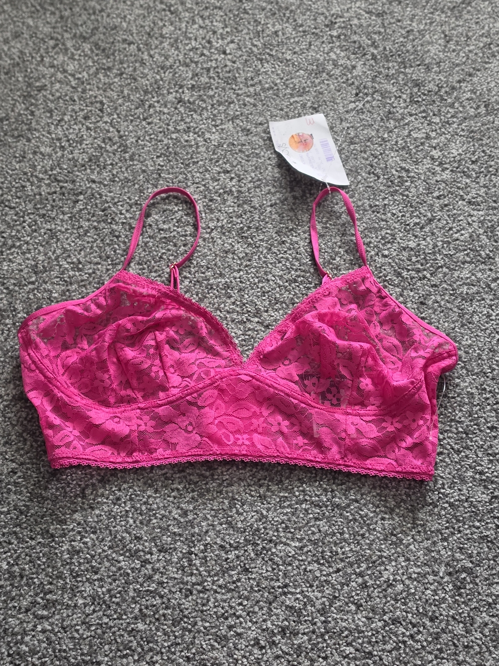 Women's Hot Pink Lace Bralette